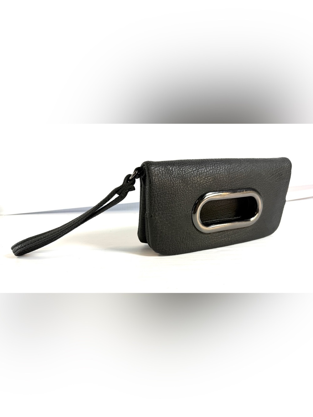 BONGO Black Wristlet Clutch with Silver Oval Accent